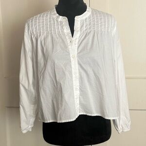 Nation Ltd Cropped White Shirt Long sleeves Pin-tuck Shoulder Detail Size S